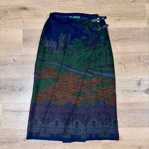 VINTAGE Lauren Ralph Lauren Oxfordshire Castle Country Wrap Skirt 14 XL